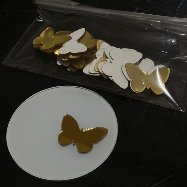 25 Adet 3cm Altın Kelebek